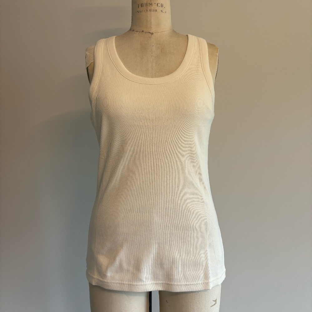 Papinelle White Tank with Attached Bra Lining Size L